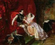 Edward Matthew Ward Leicester and Amy Robsart at Cumnor Hall oil on canvas